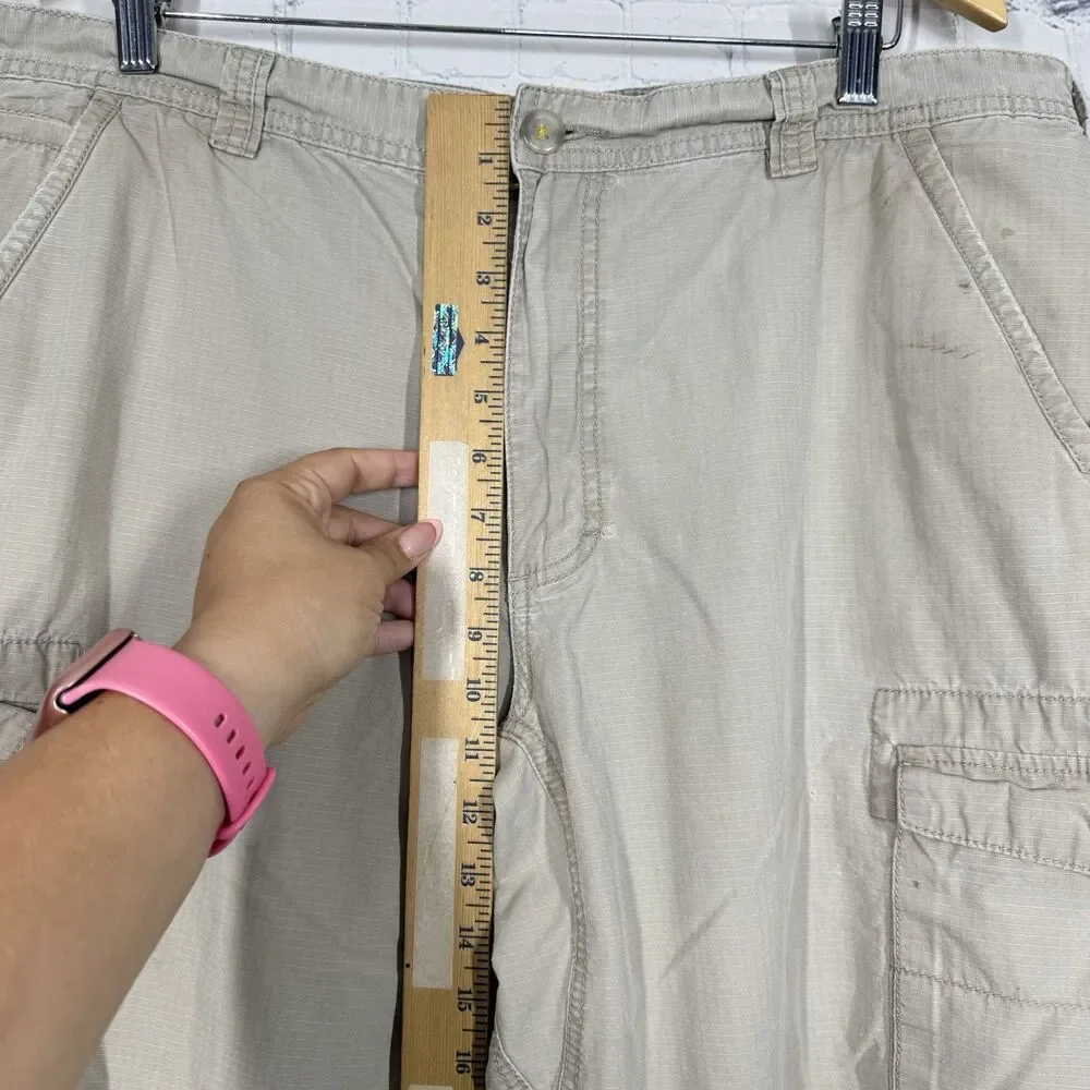 Cabelas Cargo Pants Men 36X32 Beige Hiking Outdoor Work Wear Farm Utility Casual
